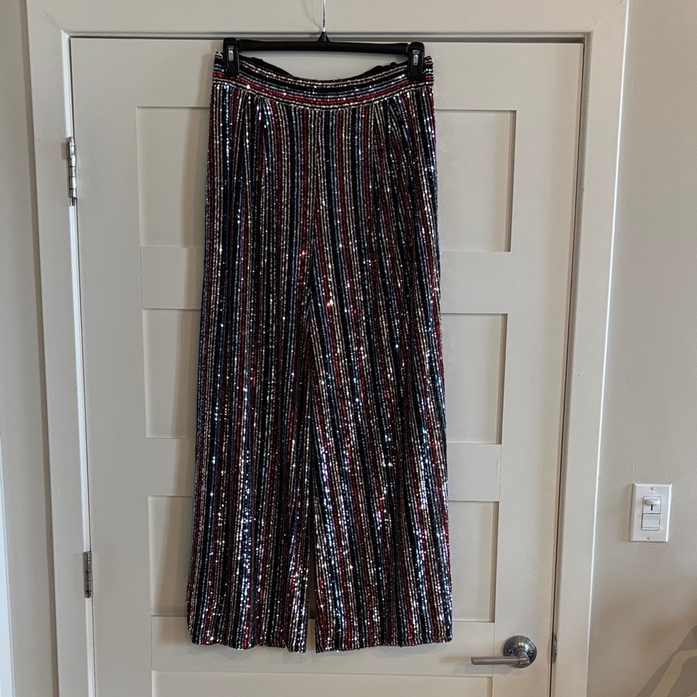 Hutch Sequined Striped Wide-Leg Trousers